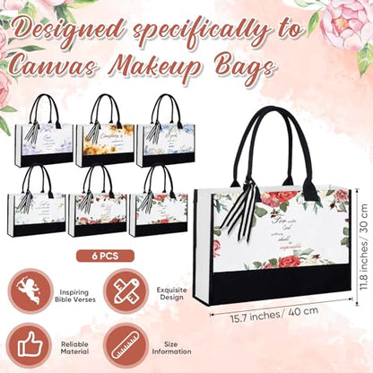 Huhumy 6 Pcs Bible Verse Tote Bags, Faith Canvas Bags Christian Gifts