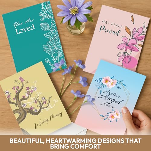 Box of Sympathy Cards with Envelopes - 24 Unique Designs, 4×6" - color: Unique