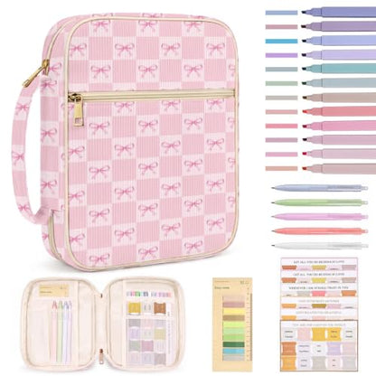 Britimes Pink Bible Cover Case for Women, Bible Cover with Accessories - color: Pink Bow