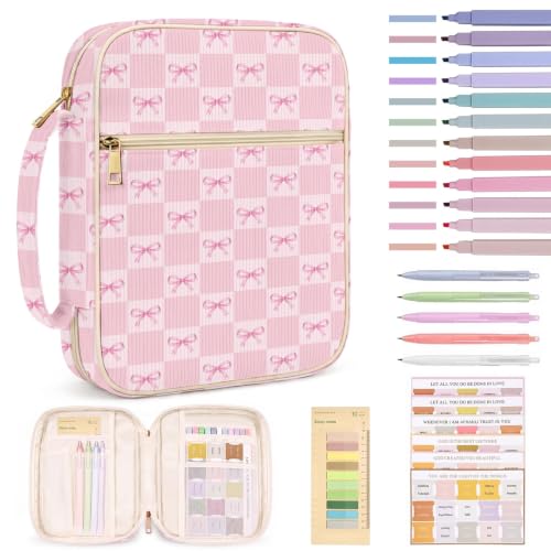 Britimes Pink Bible Cover Case for Women, Bible Cover with Accessories - color: Pink Bow