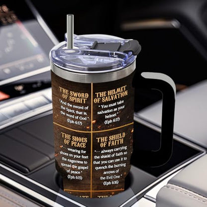 DUUV Armor of God Tumbler 40oz, Insulated Christian Cup Gift for Man Women - color: Armor Of God
