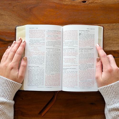 SacredBound Personalized NIV Large Print Reference Bible – Engraved Name LeatherSoft Tan/Brown | 12 Point Comfort Print, Cross References, Red Letter (Name Only)