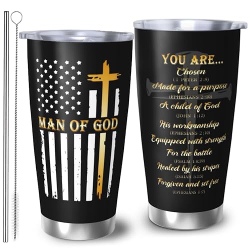 Man of God 20oz Tumbler, Religious Gift for Men - color: Black-Man of God