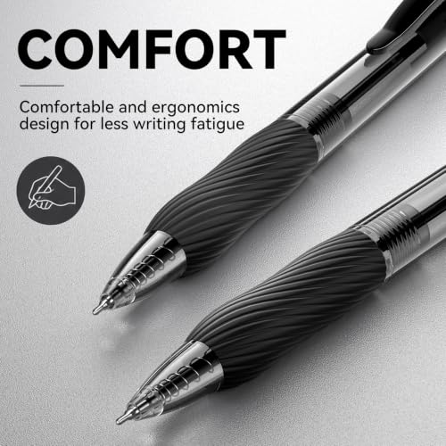 50 Pack Black Ink Ballpoint Pen with Soft Grip, Bulk Pens 1.0mm - color: Black