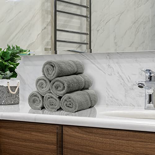 Monogrammed Hand Towel, Personalized Gift, 16 x 30 Inches - Set of 2 - Silver Embroidered Towel - Extra Absorbent 100% Turkish Cotton- Soft Terry Finish - for Bathroom, Kitchen and Spa- Script J Gray