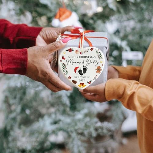 Merry for Expecting Parents - Expecting Parents to Be Unique Gifts - Baby Pregnancy Announcement Gift for Husband, Family, Grandparents - Baby Pregnancy Announcement Ornament 2027 - color: Mommy & Daddy-2027