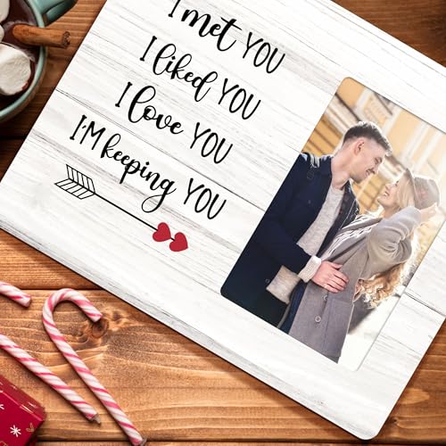 Engagement Gifts for Couples Picture Frame, I Love You Gifts for Boyfriend Girlfriend Wooden Picture Frames, 4x6 inch Photo - color: Orange