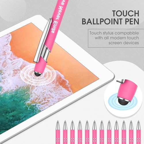 Sabary 12 Pcs Motivational Pens Stylus Tip Black Ink, Pink - color: Pink