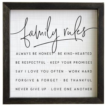 Simply Said, INC Rustic Frames Family Decor, Family Rules, 10 x 10 inch Wood Sign, Made in USA, RF1263 - color: Family Rules