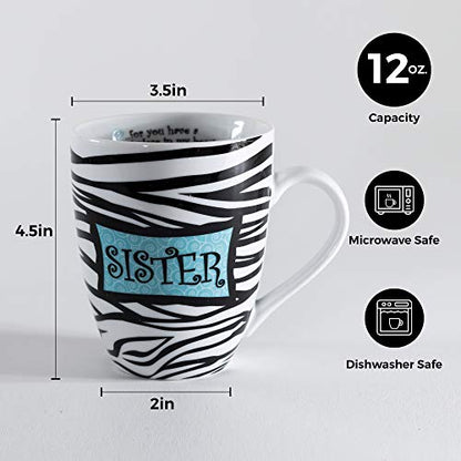 Divinity Boutique 20612 Boxed Mugs, Sisters Zebra, 12 ounce - color: Sisters Zebra