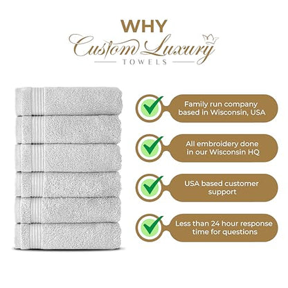 White Hand Towels for Bathroom - Monogrammed | Luxury Cotton Turkish Towels | Embroidered in USA | Set of 2 | Choose Set Color and Letter | A - Z | Script Font - color: White