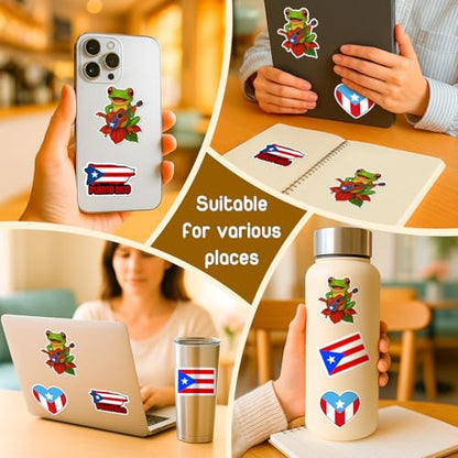 4 Pcs Puerto Rico Stickers - Waterproof Vinyl Puerto Rican Flag Decals - color: Puerto Rico Sticker