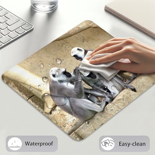 Gray Langur Monkeys Grooming Wildlife Primate Mouse Pad, Nature Desk Mat - color: Color_DE0001XX