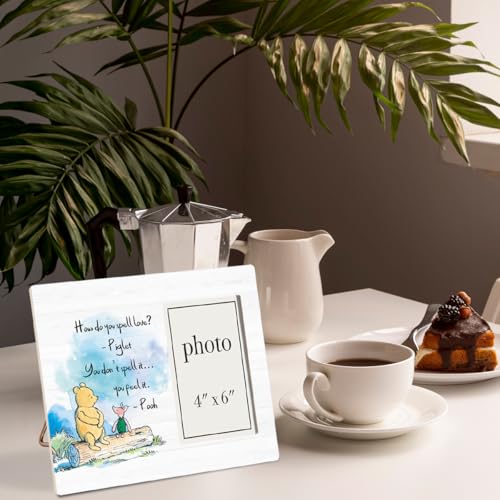 Pooh Bear Quote Picture Frame, Nursery Gifts for Kids Grandkids - color: Love