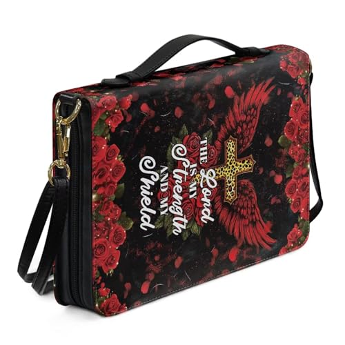 Book Covers Bible Covers for Women Men Large Size Bible Bag Tote - color: A Red Cross Rose, size: Medium