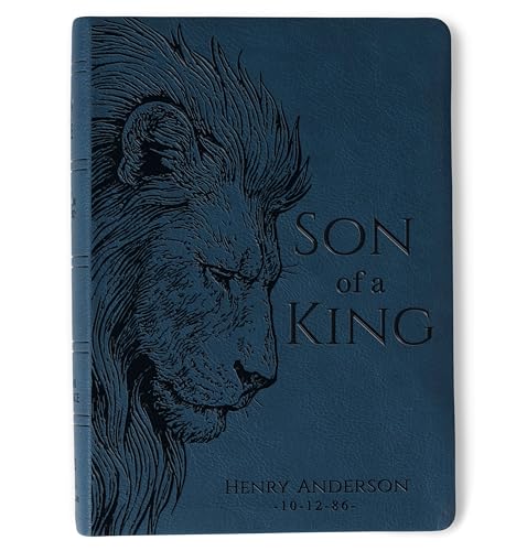 Personalized NASB Wide-Margin Bible, Son of a King Lion Design, Custom Engraved Name, Christian Gift, Baptism Gift, Bible Gift for Him