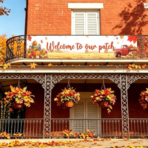 Welcome to Our Patch Fall Banner Pumpkin Patch Thanksgiving Yard Sign Decor - color: Welcome to Our Patch