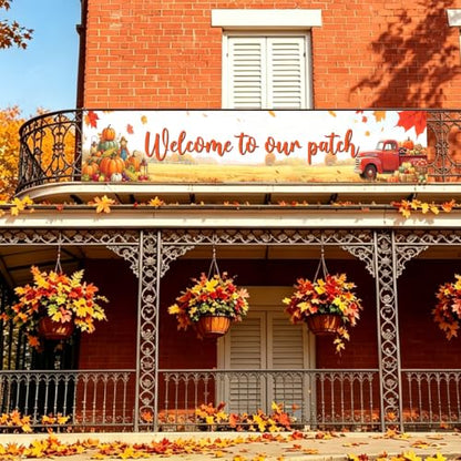 Welcome to Our Patch Fall Banner Pumpkin Patch Thanksgiving Yard Sign Decor - color: Welcome to Our Patch
