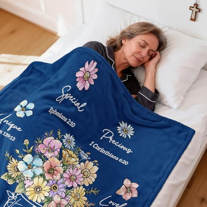 Christian Religious Gifts for Women, Navy Blue Christian Birthday Blanket - color: Navy Blue, size: 60"x50"