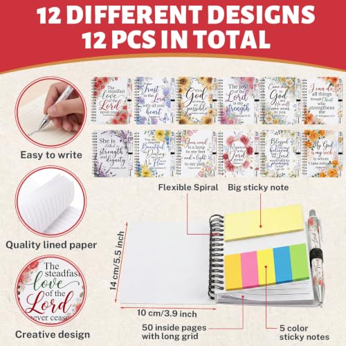 Sprial Notebooks with Pens Bulk, 24 Pack, 5.5 x 4.7 Inch, Floral - color: Flower [12 pcs]