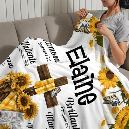 Customized Blankets with Name Personalized Baby Blankets Sunflower Blanket Soft Fleece Bed Throw Blanket for Boys Girls Toddlers Birthday Christmas - color: Design14