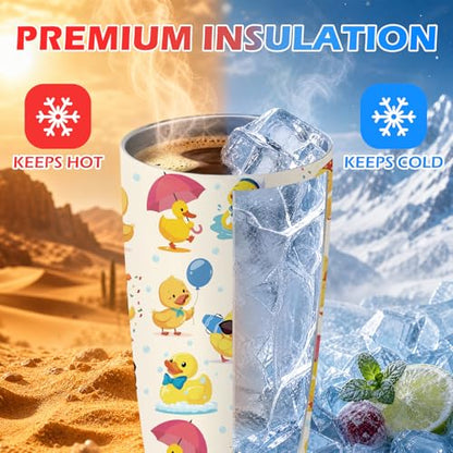 Hiboss Duck Tumbler with Handle and Flip Straw 28oz, Insulated Stainless Steel Travel Just a Girl Who Loves Duck Cup Mug, Birthday Rubber Ducks Lover Gifts for Women Girls - color: Duck