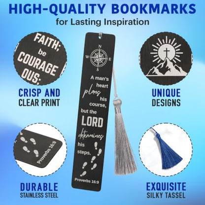 kilofly 6 Pcs Religious Christian Gifts Bible Verse Scripture Quotes Bookmarks, Strength - style: Blk - Strength