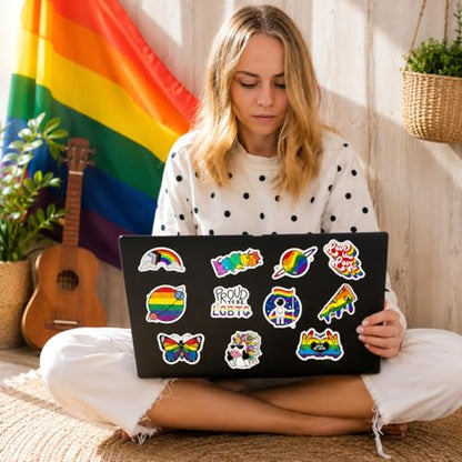 BEATRI LGBT Pride Stickers 50Pcs Vinyl Waterproof Rainbow Decor - color: Lgbt Pride Stickers