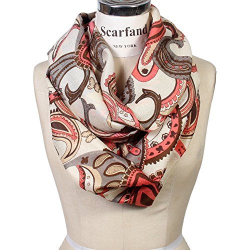 Scarf& Scarfand's Vibrant Colored Artistic Painting & Graphic Print Infinity Fashion - color: Paisley Beige