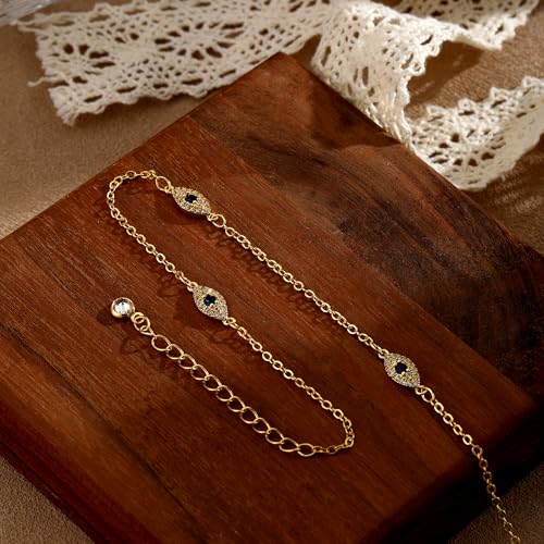 Ankle Bracelets for Women Waterproof Non Tarnish Anklet - style: Evil Eye-GD