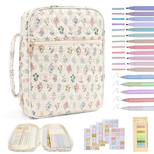 Bible Bag Cover Case for Women Study Supplies Kit Church Book Holder - color: Wildflower Meadow
