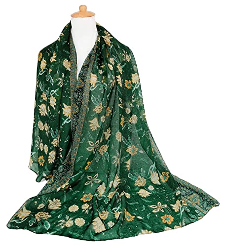 GERINLY Lightweight Scarves Fashion Print Cotton Feel Scarf for Women Shawl - color: Darkgreen