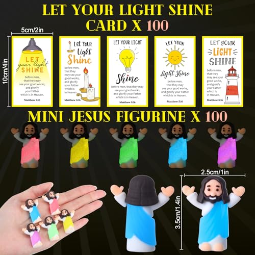 CroBlissful 100 Sets Mini Jesus Figurines Glow in Dark, Raise Both Hands - style: Raise Both Hands