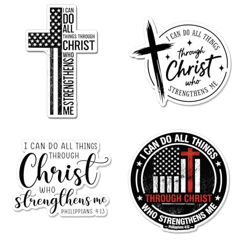 4 Pcs Christian Stickers - Waterproof Vinyl Christian, Bible Verse - color: Bible Verse Faith Stickers