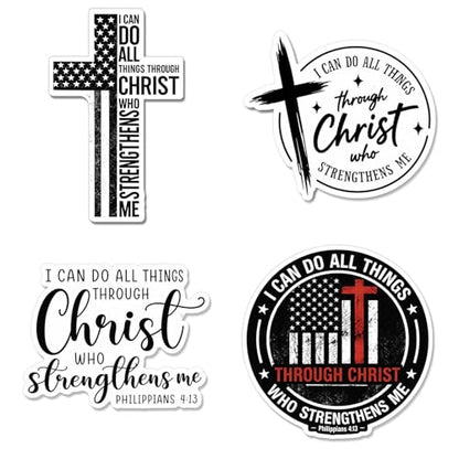 4 Pcs Christian Stickers - Waterproof Vinyl Christian, Bible Verse - color: Bible Verse Faith Stickers
