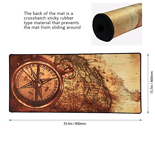 XXL Professional Large Mouse Pad& Computer Game Mouse Mat (35.4x15.7x0.1IN, Compass) - color: Compass, size: 35.4L x 15.7W inches