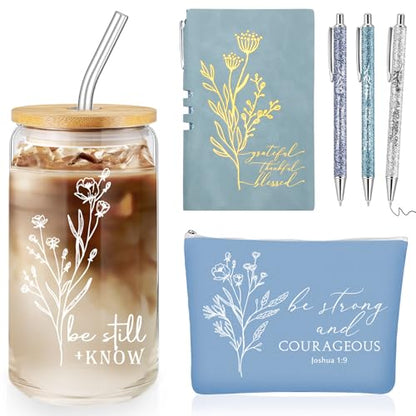 Funnymoom 6 Pcs Pastor Gift Set Tumbler Journal Pens Blue - color: Blue, size: Be Still