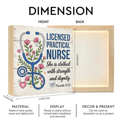Funny Licensed Practical Nurse Wooden Box Sign Gifts for RN NP CNA - color: Pink-Blue