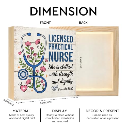 Funny Licensed Practical Nurse Wooden Box Sign Gifts for RN NP CNA - color: Pink-Blue