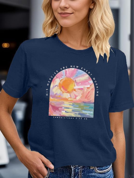 Christian Shirts for Women Jesus Religious Faith Tops - color: Blue, size: Small