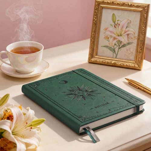 EMSHOI Dotted Journal Notebook, 192 Pages, A5 Size (5.7'' x 8.3'') - color: Dark Green, style: Dotted