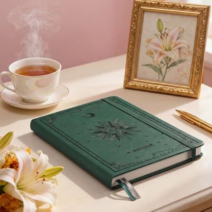 EMSHOI Lined Journal Notebook, 192 Numbered Pages, A5 Size (5.7'' x 8.3'') - color: Dark Green, style: Ruled
