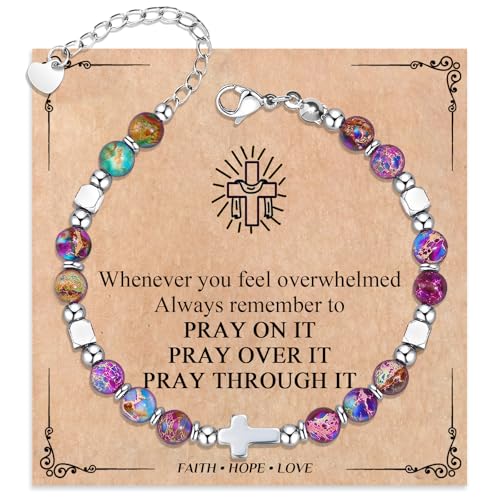 Cross Bracelet for Women Girls, Christian Gifts for Daughter Granddaughter Sister In Christ Friend Niece, Baptism Confirmation First Communion Gifts for Girls - color: Pary On It