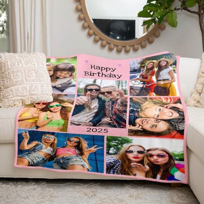 inkArts Custom Blanket with Photo, Customized Blanket, Personalized Photo Blankets, Custom Picture Blankets, Personalized Birthday Gifts for Women - color: 7 Photos-2