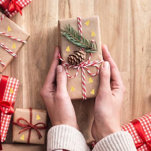 JarThenaAMCS 2400 Pcs Mini Christmas Tree Sticker Gold Foil Paper Decals Self-Adhesive Stickers for Envelopes Scrapbook Gifts DIY Supplies, 0.5 in - style: Christmas Tree
