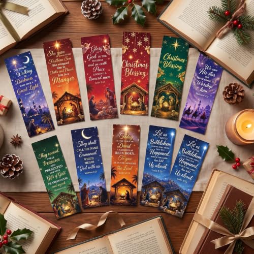 Wxiben 200 Pcs Christmas Nativity Bookmarks Jesus Christian Book Mark - color: Christmas Nativity