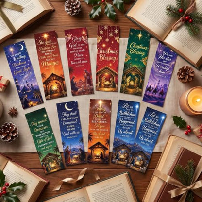 Wxiben 200 Pcs Christmas Nativity Bookmarks Jesus Christian Book Mark - color: Christmas Nativity