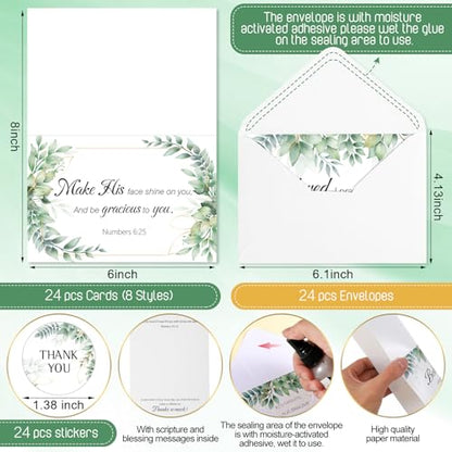 24 Pack Christian Thank You Appreciation Cards, Leaf - style: Leaf