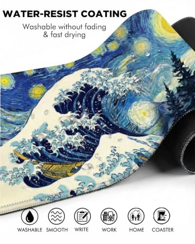 Mouse Pad, Desk Mat, 31.5x11.8in Large Mousepad, Starry Waves - color: Starry Waves
