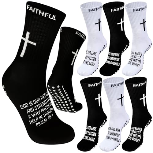 Glitopper 6 Pairs Cross Grip Soccer Socks US 6-13 christian - color: 2 Colors, style: Struggle